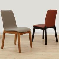 Chaise de salle à manger minimaliste scandinave, dossier moulé monobloc, assise en similicuir beige, structure en bois massif, pieds en métal, idéale pour hôtel