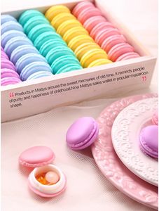Caja de joyería con forma de macarrón con tapa para almacenamiento de monedas, contenedor portátil redondo y bonito, diseño multicolor - Product Image 2