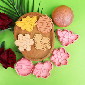 <span class=keywords><strong>Emporte</strong></span>-pièces en plastique série <span class=keywords><strong>Abeille</strong></span>, motif nid d'<span class=keywords><strong>abeille</strong></span> 3D, moule à biscuits DIY écologique pour fêtes - Product Image 3