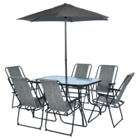 Ensemble de meubles de jardin personnalisé avec six sièges, table à café en verre, chaises, ensemble de meubles de patio extérieur, imperméable avec parasol