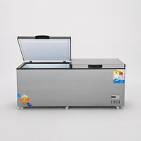 Congélateur coffre horizontal commercial en acier inoxydable CE à 2 portes, double température, pour usage domestique