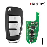 Clé télécommande universelle KEYDIY KD B02-3 à 3 boutons pour Audi, boutons métalliques, sans transpondeur/puce, lot de 5