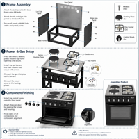 Cuisinière hybride autoportante CKD FCL 2 gaz 2 électriques avec four, kit d'assemblage complet, panneau en acier inoxydable, fabrication professionnelle