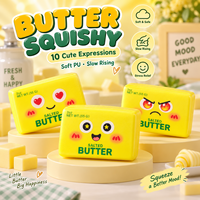 Vente en gros de jouets squishy en forme de beurre à 10 expressions, en PU souple, à remontée lente, avec visage mignon, anti-stress