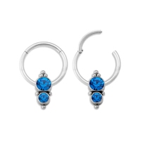 Anneau de piercing pour le nez, le septum, le daith, en acier inoxydable 316 plaqué argent, segment articulé, 16g, avec zircon, pour femmes, bijoux pour le corps