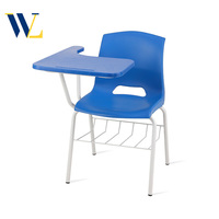 Ensemble chaise et bureau d'école en plastique avec tablette d'écriture, hauteur réglable, durable pour une utilisation en classe