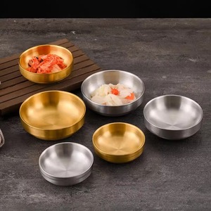Plat à sauce rond en acier inoxydable 304, doré ou argenté, pour condiments, idéal pour le barbecue coréen, les sauces et la vaisselle de fête - Product Image 2