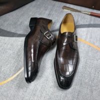 Chaussures habillées pour hommes à boucle, en cuir gaufré crocodile, pour mariage et bureau, chaussures de ville formelles