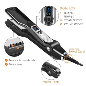 Lisseur à vapeur professionnel, plaques en céramique infrarouges, chauffe rapide, vapeur puissante, anti-frisottis pour tous types de cheveux - Product Image 3