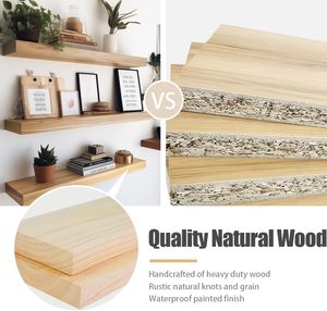 Floating Shelves Wooden Wall Shelf for Decor, Hanging Display <strong>Shelving</strong> for Bedroom <strong>Bathroom</strong> Kitchen Living Room, Natural <strong>Wood</strong> - Product Image 6