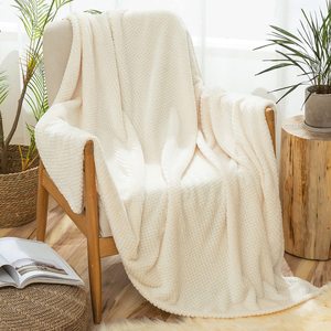 Couverture en flanelle moderne Super douce et chaude 3D 100% Polyester Plaid couleur unie pour la maison literie canapé-<span class=keywords><strong>lit</strong></span> jeter taille tricotée - Product Image 4