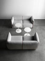 Ensemble de canapés de bureau modernes en tissu pour trois personnes - Forme allongée, pieds en bois massif gris pour salon, bureau à domicile et hôtel