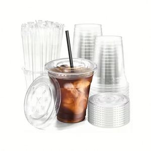 Gobelets jetables écologiques en PLA à paroi simple, biodégradables, transparents, 9oz, 12oz, 32oz avec couvercle - Product Image 1