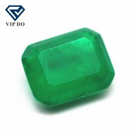 Pierres de fusion octogonales vert émeraude à coupe étagée 6x8-10x14mm avec pierres d'inclusions gemmes en cristal synthétique tourmaline, gemmes de patchwork