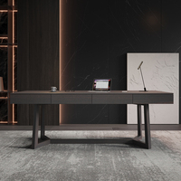 Bureau de direction moderne en bois massif noir, design nordique personnalisé, grandes dalles, marque ML, fabriqué en Chine