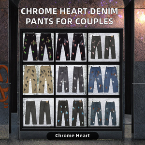 Pantalones Vaqueros Clásicos para Hombre y Mujer, Bordados, con Corazón Cromado, de Pierna Recta, con Parches de Totem, Casuales y a la Moda para Parejas - Product Image 2