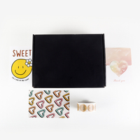 Kit d'emballage cadeau cosmétique de luxe, boîte noire avec papier froissé, autocollants de remerciement, cartes pour marque de maquillage