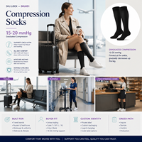 Chaussettes de compression en gros 15-20 mmHg pour les détaillants de vêtements de travail et les acheteurs de vêtements de travail, avec développement de logo personnalisé