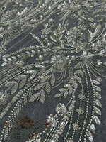 DELACE MY Robe de mariée de luxe en dentelle à motifs de feuilles avec des paillettes, des perles et des strass