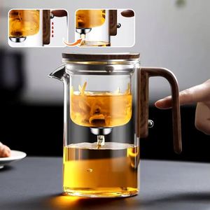 Factory Hot Selling Water Separation Glass <b>Teapot</b> with Wooden Handle, Magical <b>Teapot</b>, Glass <b>Teapot</b> with Strainer - Product Image 2