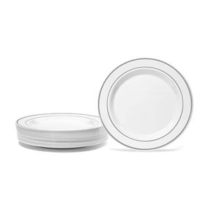 Plastik akşam yemeği tatlı salata tabaklar parti düğün Catering için altın jant plastik beyaz parti düğün tabaklar - Product Image 5