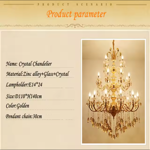 Lámpara de Araña Moderna de Lujo en Cristal Dorado con LED, Grande, D110xH140cm, E14, para Sala de Estar u Hotel - Product Image 5