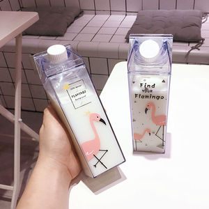 Bouteille <span class=keywords><strong>d</strong></span>'<span class=keywords><strong>eau</strong></span> portable <span class=keywords><strong>d</strong></span>'extérieur, qualité alimentaire, 450/500 ml, écologique, style dessin animé, logo personnalisé, transparente, en forme de carton de lait, pour la motivation - Product Image 5