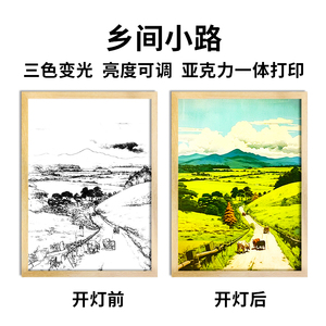 USB Rechargeable <b>Acrylic</b> LED Glowing Photo Frame Rectangle-Shaped Animal View Wall Art with Living Room Lighting Painting - Product Image 4