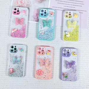 Bướm long lanh <span class=keywords><strong>3D</strong></span> bảo vệ chống sốc thả Epoxy mới trở lại Phụ kiện TPU máy ảnh đầy đủ Bling in chống điện thoại di động trường hợp - Product Image 2