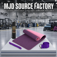 Tapis de yoga TPE personnalisé avec logo, 6 mm, bicolore, tapis d'exercice professionnel, ensemble de 5 pièces, de l'usine MJD, certifié SGS