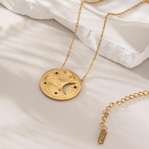 Nuovissimo ciondolo in oro 18K placcato PVD in acciaio inossidabile con zircone tarocco ciondolo <span class=keywords><strong>luna</strong></span> stella del <span class=keywords><strong>sole</strong></span> gioielli di moda <span class=keywords><strong>collana</strong></span> per occhi - Product Image 5