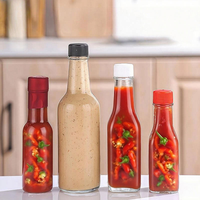Bouteille en verre carrée transparente pour sauce chili, 100ml, 150ml, 250ml, avec couvercles en plastique – Vente en gros