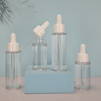 Flacon compte-gouttes vide autocollant personnalisé sérum 30ml 50ml conteneur coréen paroi épaisse plat en plastique Toner PETG emballage compte-gouttes d'huile