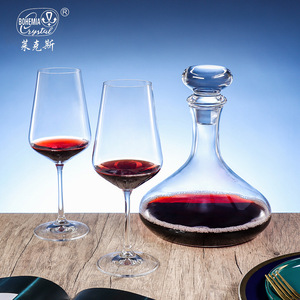 Czech Crystal Wine Glass Set 3 Piece Decanter With Two Glasses Dishwasher Safe Red Wine Serving Set - Product Image 2