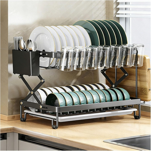 Carbon Steel Rust Proof Folding <b>Dish</b> Drying Rack Chopsticks <b>Dishes</b> Storage Kitchen Drainage Rack - Product Image 1