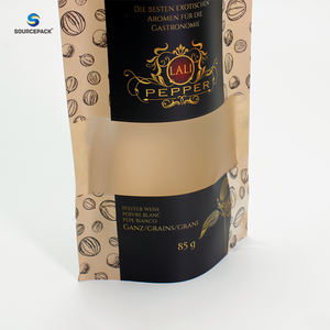 पर्यावरण के अनुकूल मसाला बीज स्नैक नट्स खाद्य टिकाऊ पैकेजिंग जिपलॉक क्राफ्ट पेपर बैग काली मिर्च पैकिंग के लिए स्टैंड अप पाउच - Product Image 3