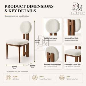 Modern Round Upholstered Back Stainless Steel <b>Dining</b> <b>Chair</b> with White Cushion for Hotel and Wedding Events Wholesale Seating - Product Image 5