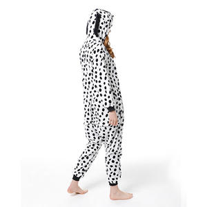 Dames Dalmatien imprimé salopette Flanelle Polaire d'hiver Dalmatien Salopette Appliqued EMB sur sweat à capuche - Product Image 2