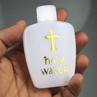 Fournitures Religieuses : Bouteille d'Eau Bénite en PE avec Croix en Plastique et Bouchon Intérieur, 60 ml – Articles pour Cérémonies de Baptême et Artisanat en Polypropylène