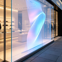 Película LED Transparente a Todo Color, Película LED Adhesiva Flexible para Pantallas en Centros Comerciales, Fachadas de Vidrio de Tiendas