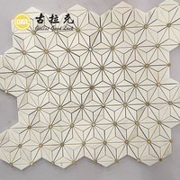 Triangle Hexagone Dolomite En Laiton Mosaïque De Marbre Carrelage