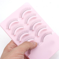 Lot de 5 paires de faux cils en fibres synthétiques avec bande en coton et palette en acrylique pour débutants – Fournitures d'entraînement pour la pose des cils