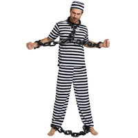 Costume de fête d'Halloween pour homme adulte, combinaison orange de détenu, costume de cosplay, uniforme, ensemble de combinaison de pompier