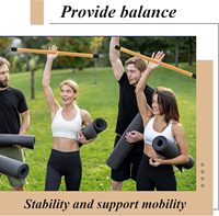 Bâton de yoga en bambou naturel de 26 pouces, 6 pièces, extrémités en caoutchouc antidérapantes - Correcteur de posture, outil d'étirement pour la flexibilité et l'équilibre