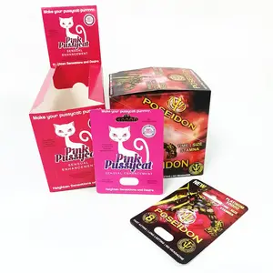 3D Blister Rhino Packaging Cards For Rhino 10K / 100K / 69 Pills Paper Box Pink Pussy Cat Pills