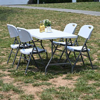 Table de salle à manger pliable Senruihome 6 pieds, durable, moderne, en plastique, légère, résistante aux UV, imperméable, pour hôtel, villa, sous-sol