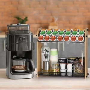 Estante de madera de doble capa para cápsulas de café, organizador de especias de cocina sencillo, estante de almacenamiento y exhibición. - Product Image 1