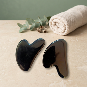 Heart Shape Black Agate Guasha Stone Polished Natural Stone for Facial Massage and Healing Therapy Valentine's Day Rais Agate - Product Image 2
