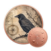 Pièce de monnaie ronde en cuivre fin 999 de 1 OZ, style vintage antique, thème animaux sauvages, pour collection de loisirs