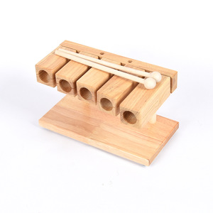 Wholesale Hot-selling Wooden Percussion Block 5 Tones Clapper Rhythm Oak Blocks with Hammer for National Opera <b>Music</b> - Product Image 1